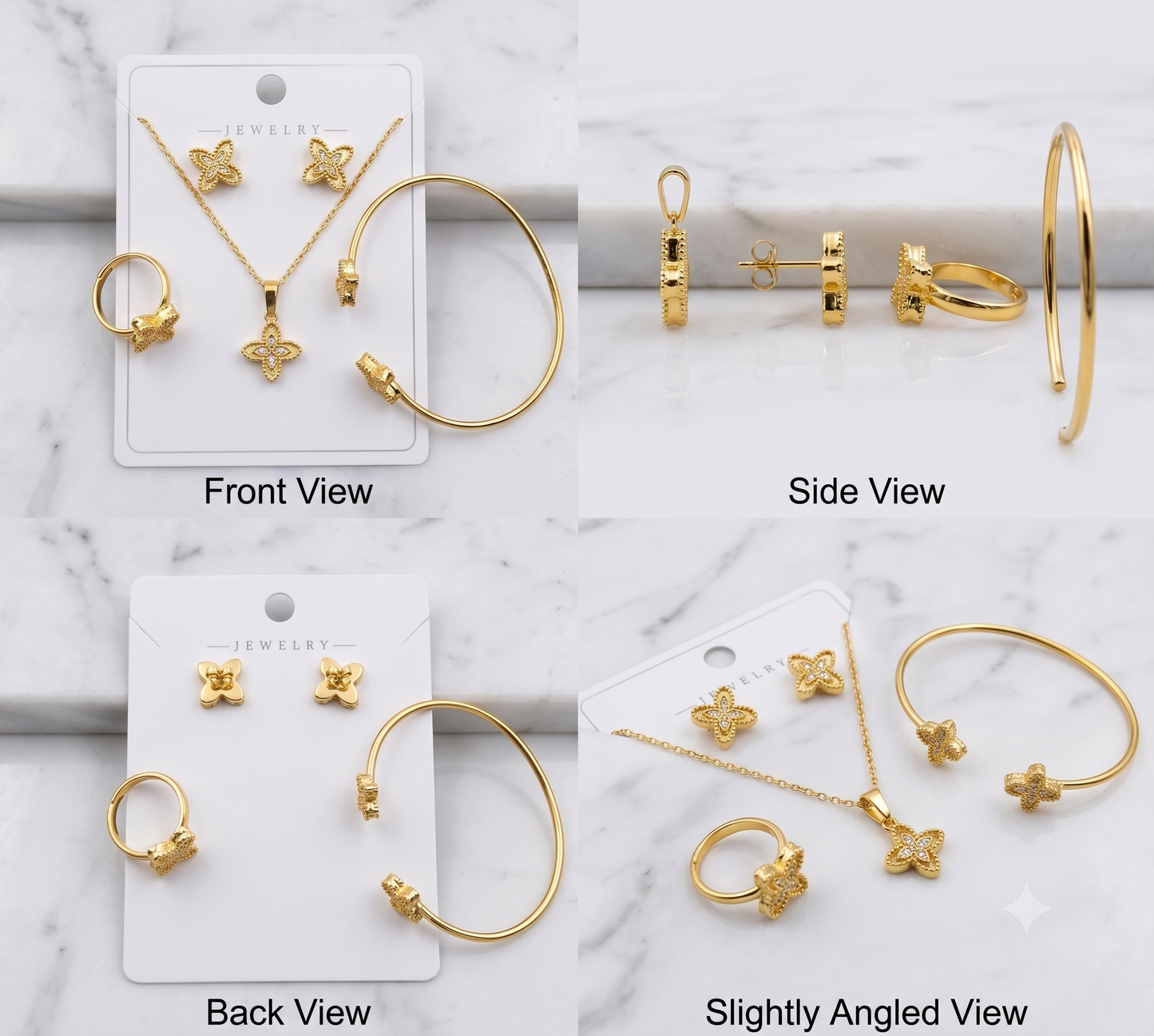 LOREVIA - Gold Plated Four-Leaf Clover Jewelry Set