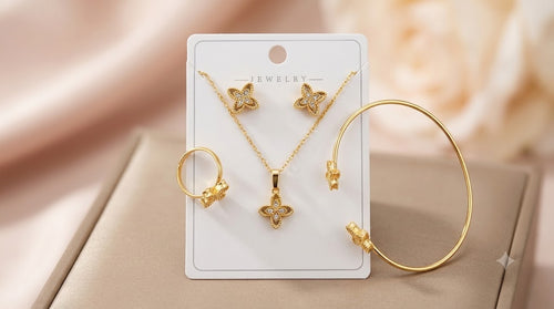 LOREVIA - Gold Plated Four-Leaf Clover Jewelry Set