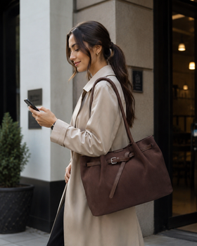 Slouchy Suede-Look Tote Bag