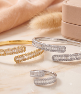 Infinity Oval Crystal Bangle & Ring Set