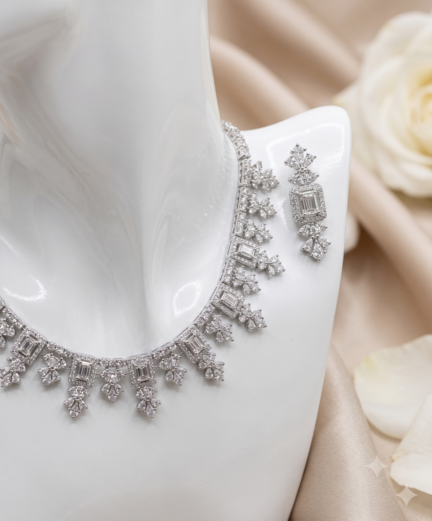 LOREVIA - Floral Square Crystal Jewelry Set