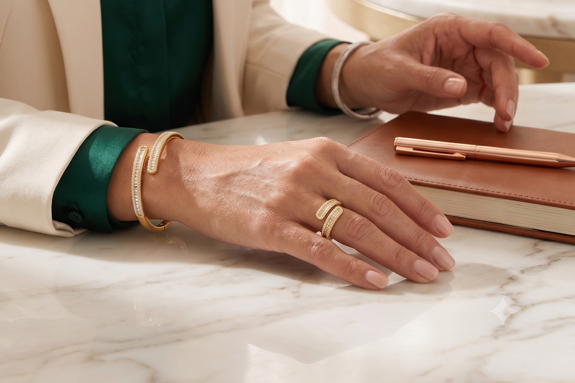Infinity Oval Crystal Bangle & Ring Set