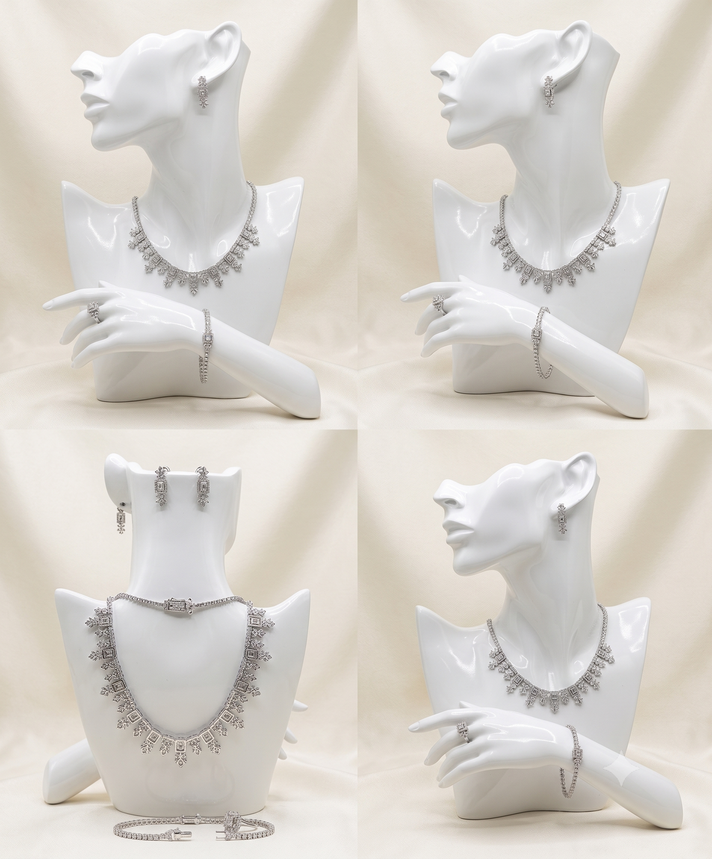 LOREVIA - Floral Square Crystal Jewelry Set