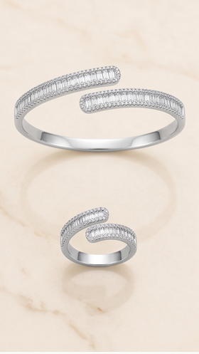 Infinity Oval Crystal Bangle & Ring Set