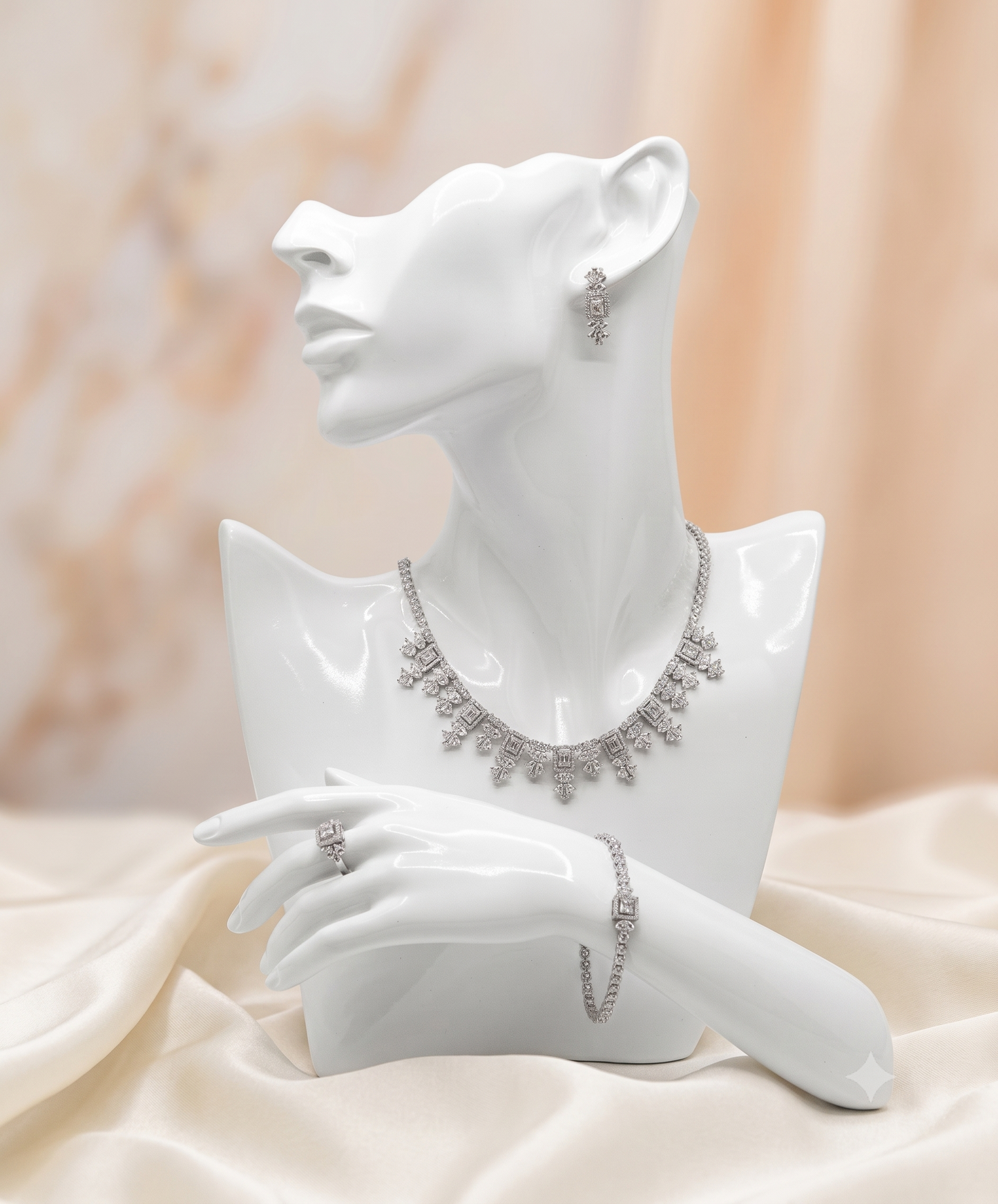 LOREVIA - Floral Square Crystal Jewelry Set