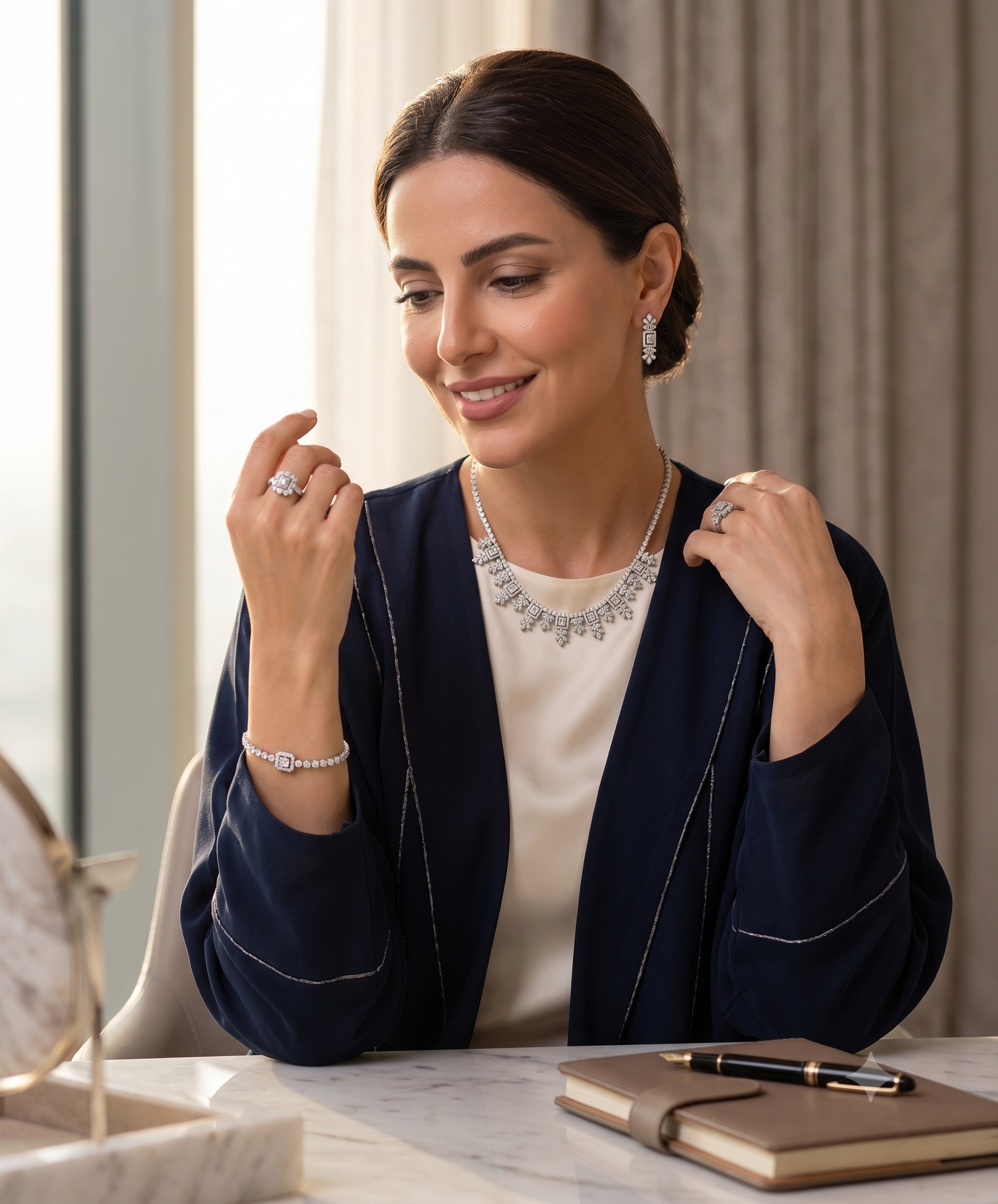 LOREVIA - Floral Square Crystal Jewelry Set