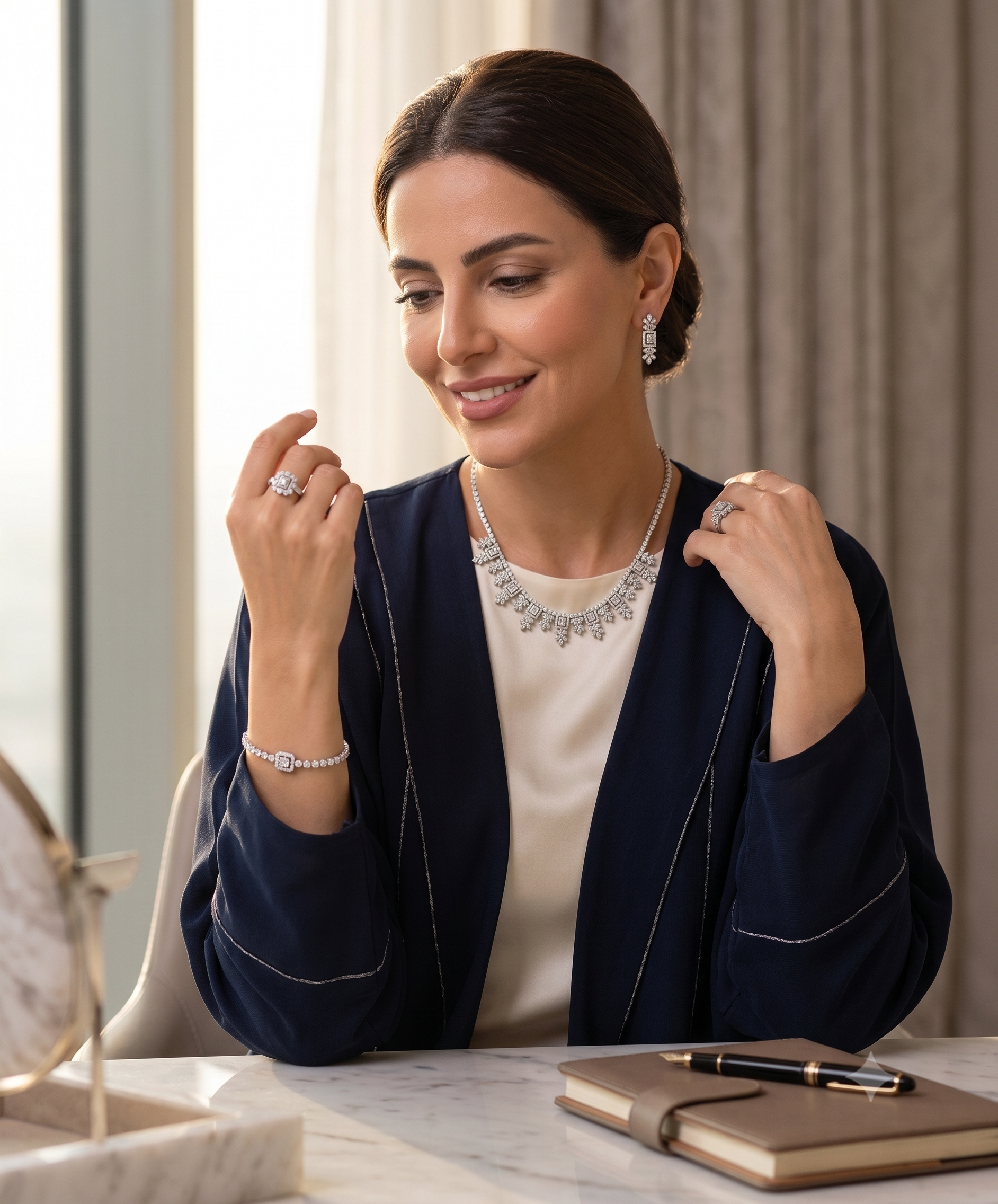 LOREVIA - Floral Square Crystal Jewelry Set