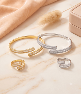 Infinity Oval Crystal Bangle & Ring Set