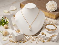 LOREVIA - Pearl Drop Square Pendant Jewelry Set