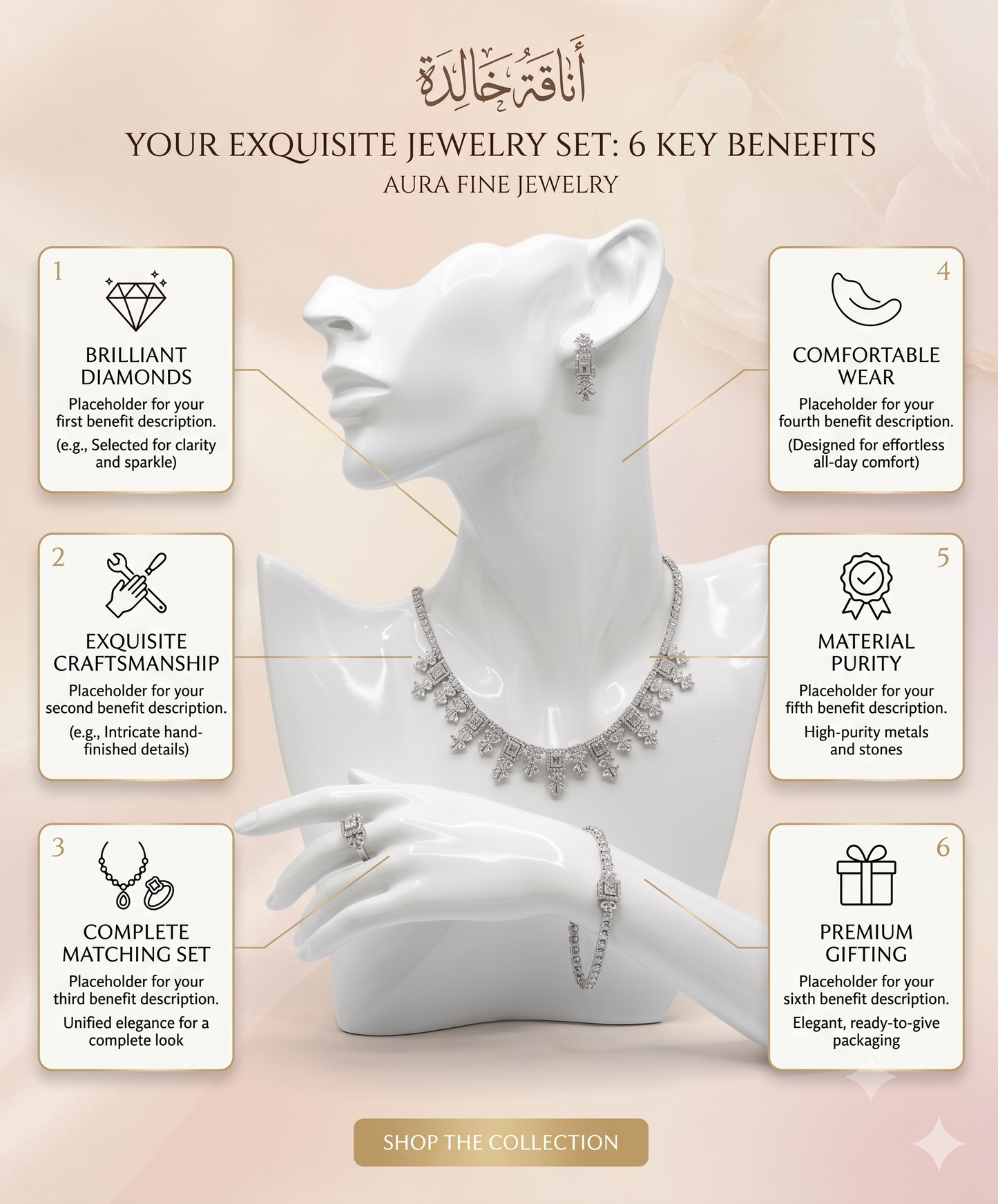 LOREVIA - Floral Square Crystal Jewelry Set