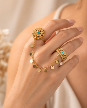 Boho Turquoise Double Ring - 2