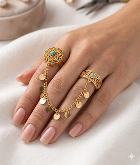 Boho Turquoise Double Ring - 3