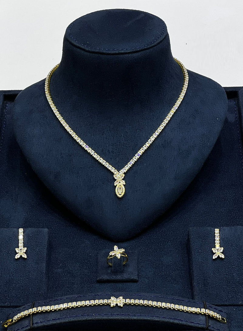LOREVIA - Floral Crystal Pendant Jewelry Set