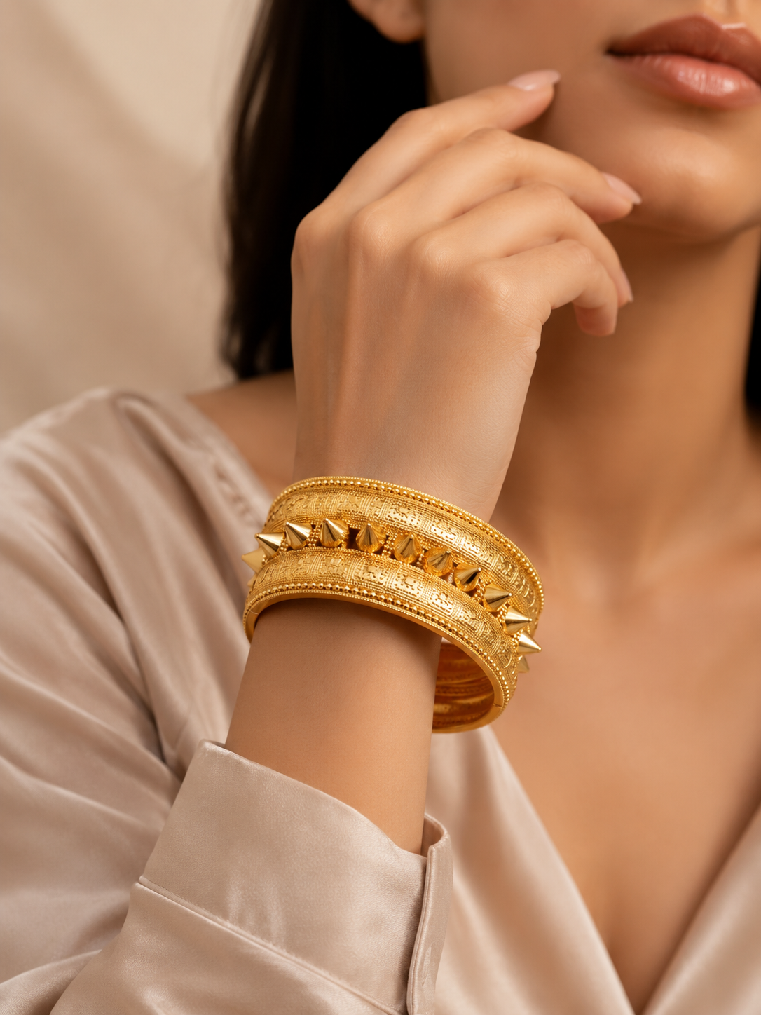 Elegant Gold Statement Bangle - 2
