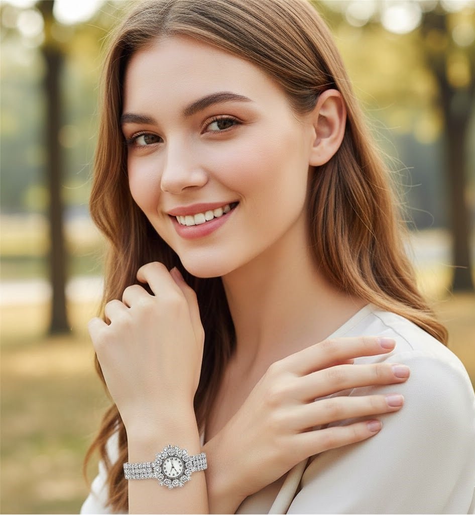 Elegant Pearl Halo Watch - 1