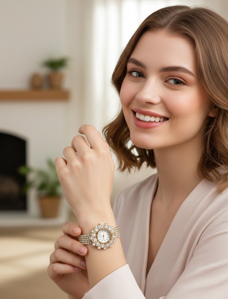 Elegant Pearl Halo Watch - 2