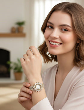 Elegant Pearl Halo Watch - 2