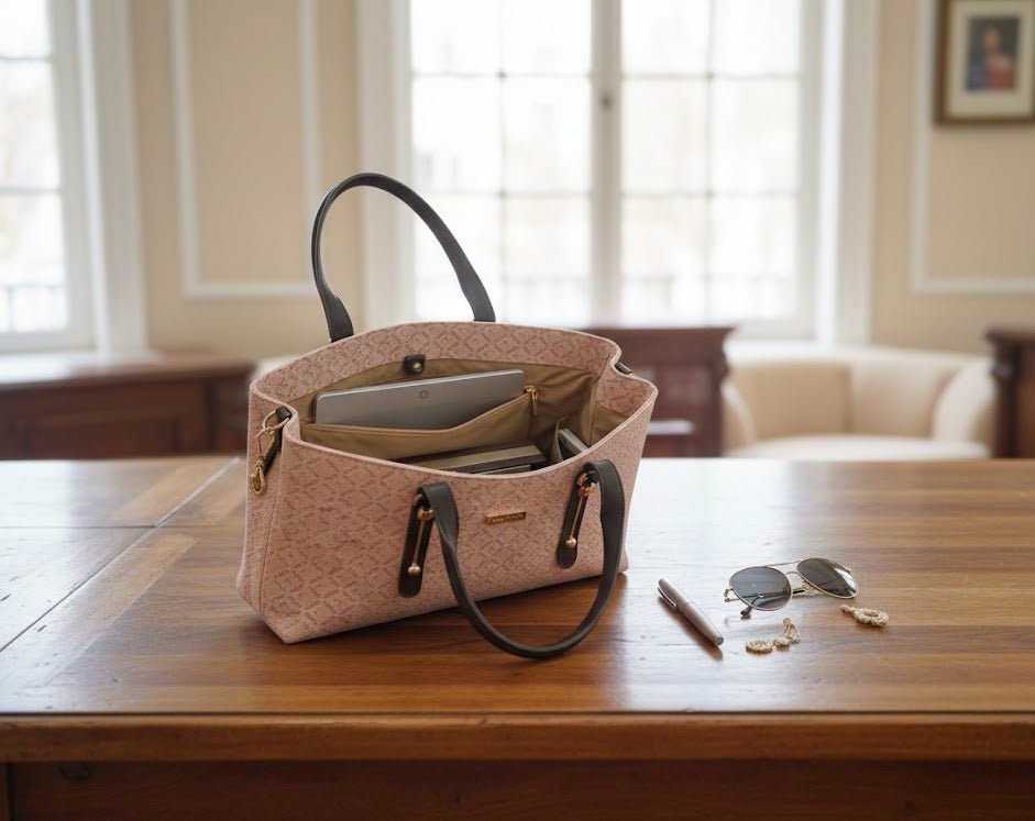 Printed Tote Handbag with Pouch - 1