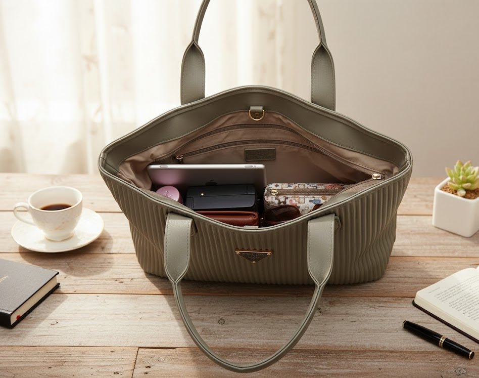 Ribbed Texture Tote Handbag - 3