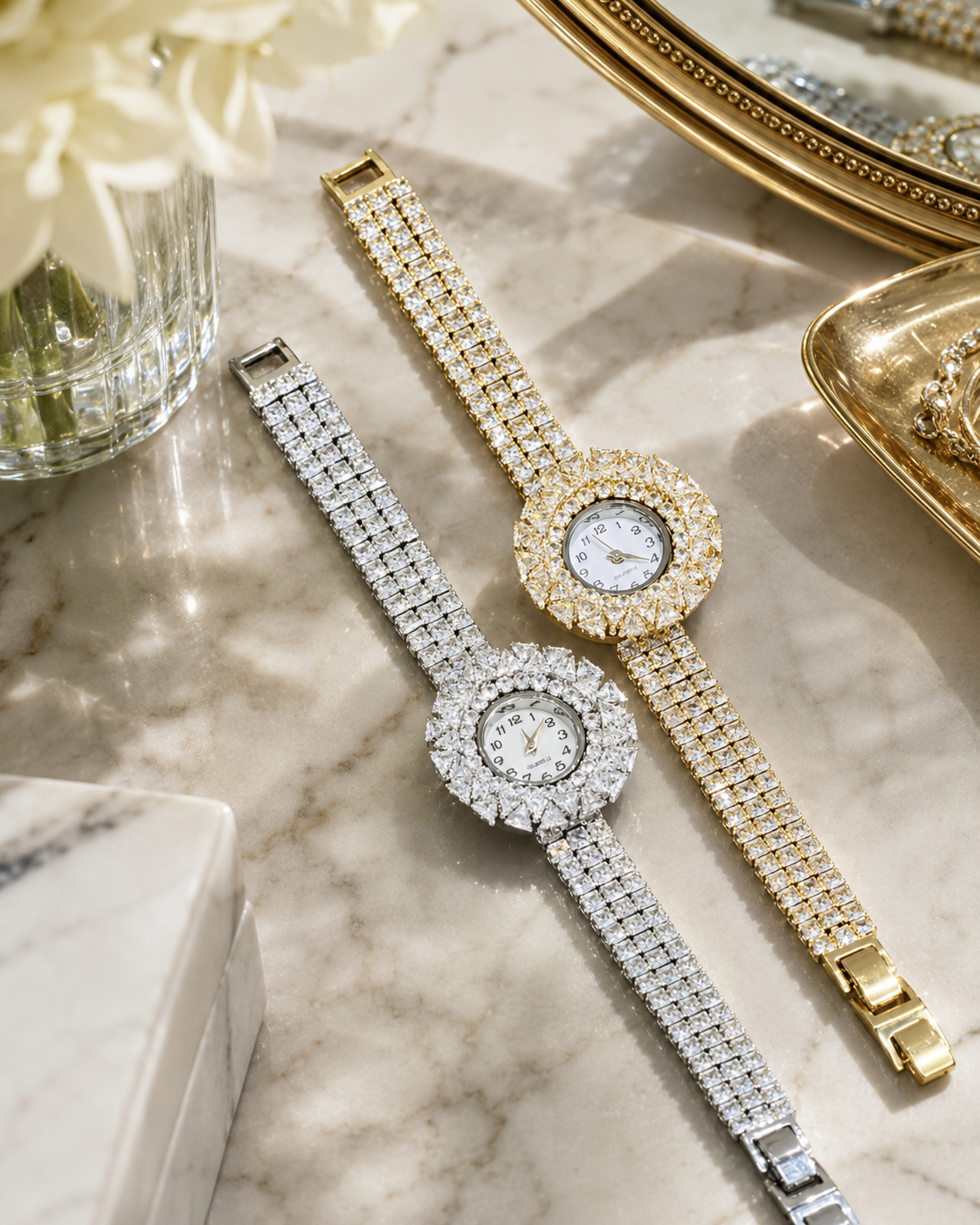 Royal Sunburst Crystal-Style Watch