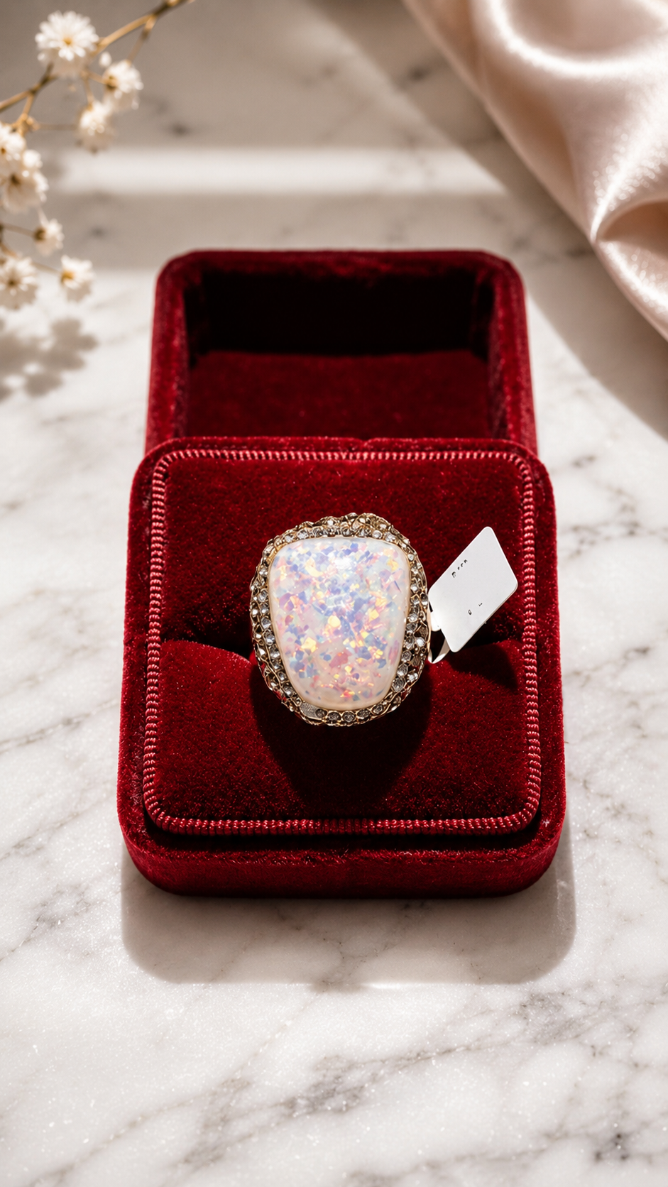 Opal-Inspired Crystal-Style Statement Ring