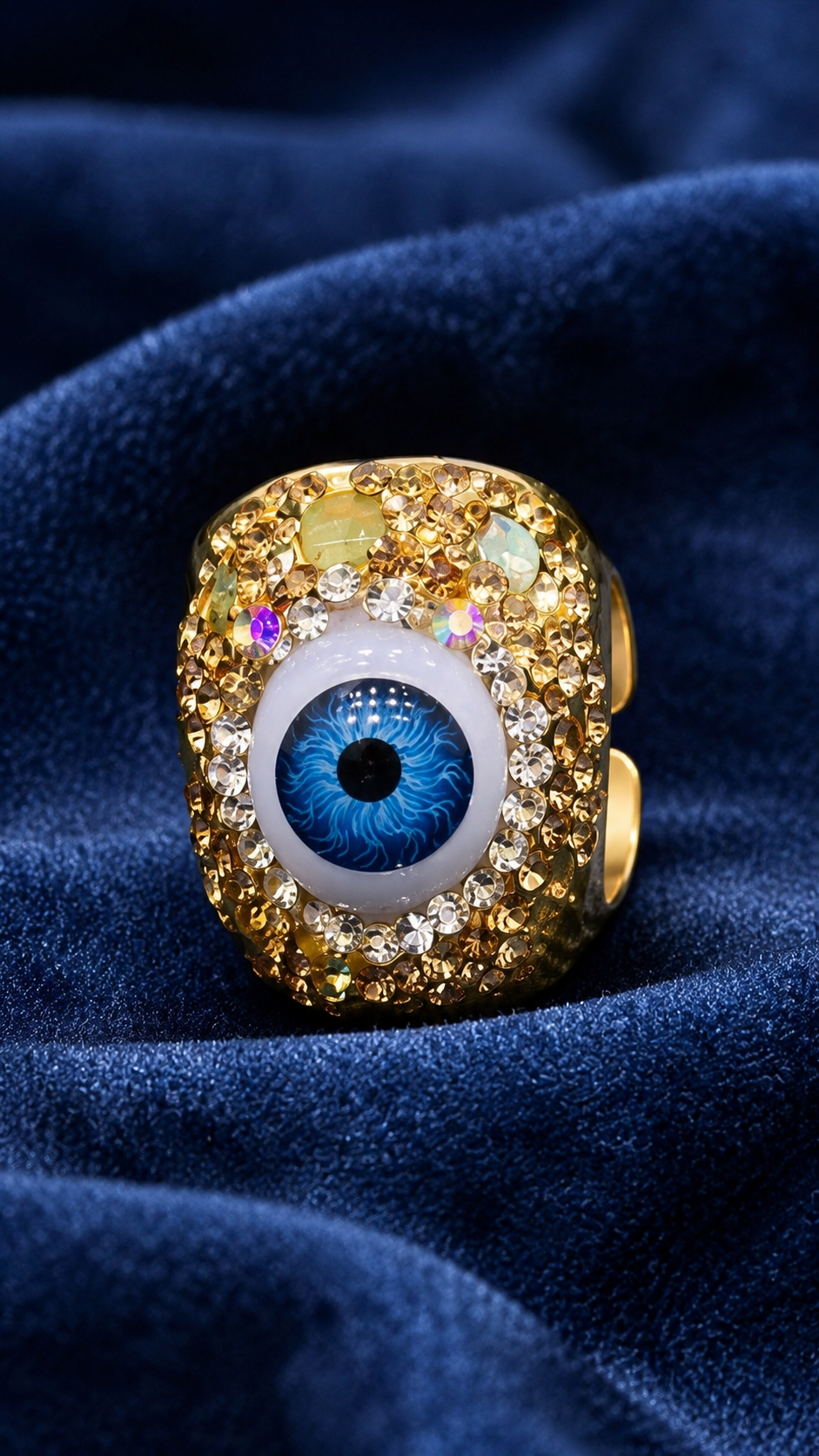 Evil Eye Crystal-Style Statement Ring