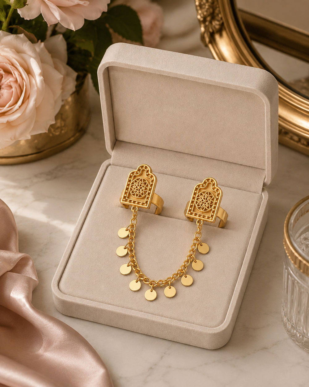 Gold-Tone Double-Finger Chain Ring