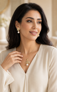 LOREVIA - Crystal Bow Pearl Jewelry Set