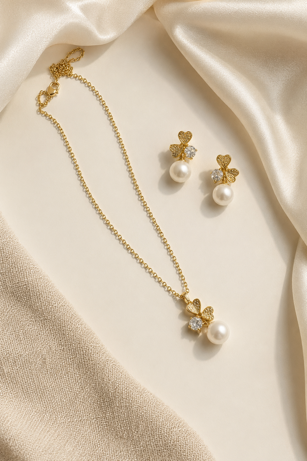 LOREVIA - Butterfly Pearl Charm Jewelry Set