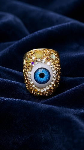 Evil Eye Crystal-Style Statement Ring