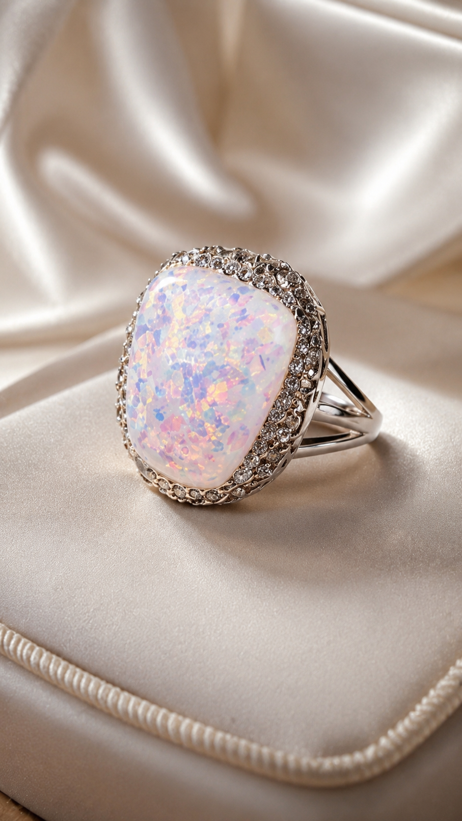 Opal-Inspired Crystal-Style Statement Ring