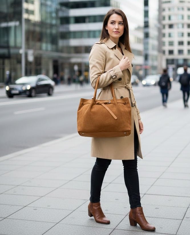 Slouchy Suede-Look Tote Bag - 5