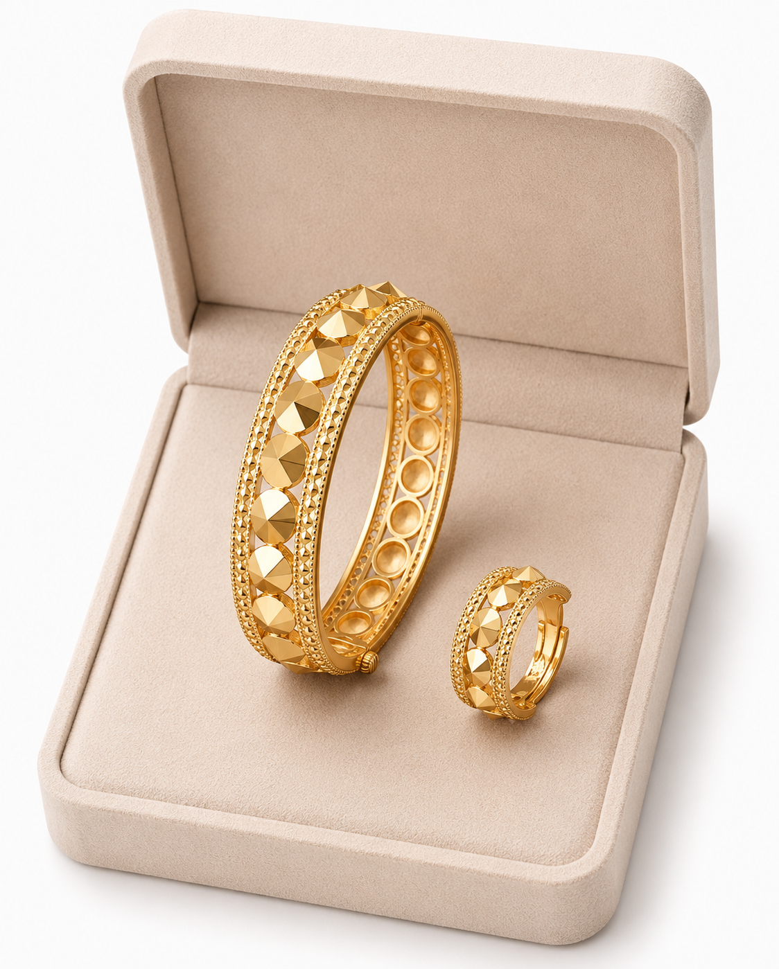 Studded Gold Bangle Set - 1