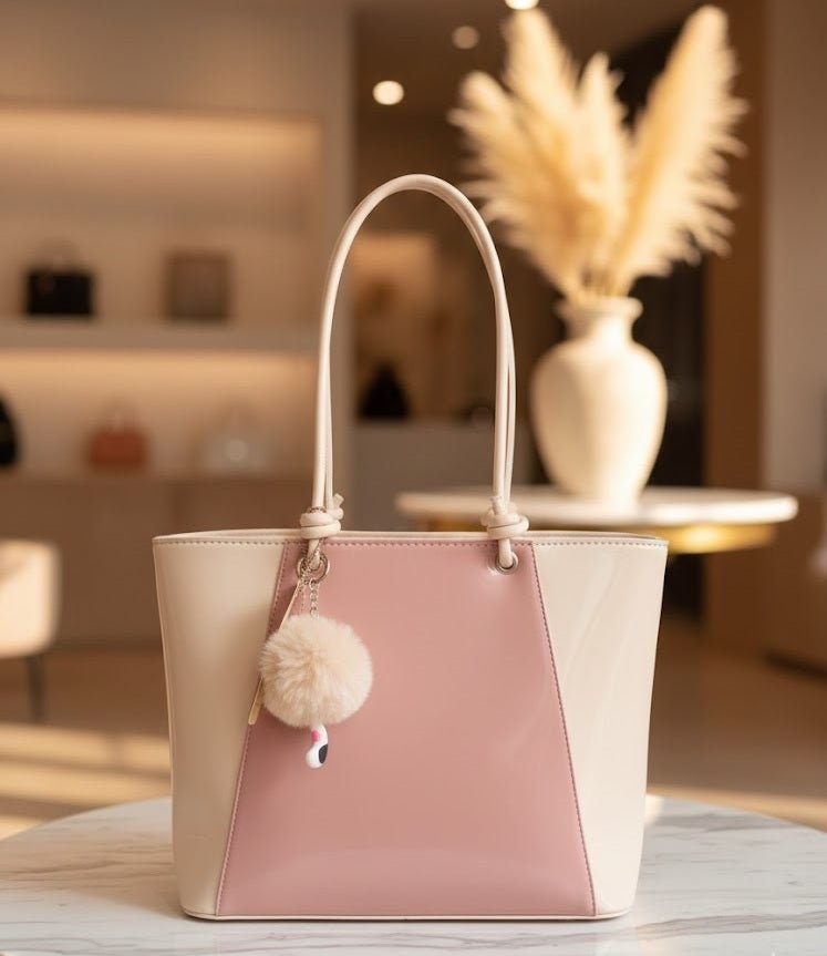 Elegant Two-Tone Tote Handbag - 1