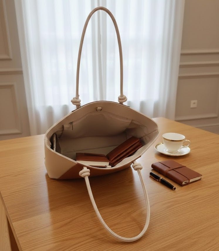 Elegant Two-Tone Tote Handbag - 4