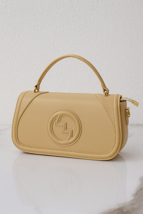 Cream Beige Textured Top-Handle Bag - image 1