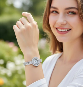 Classic Round Crystal-Style Watch - image 1