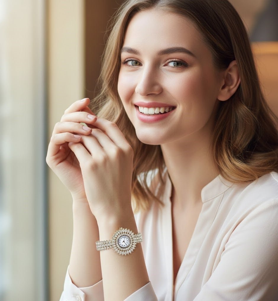 Classic Round Crystal-Style Watch - image 2